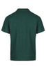 A green polo shirt with a classic collar and short sleeves, featuring a branding logo.