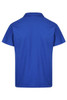 A blue polo shirt featuring a classic collar and short sleeves. The back is plain with a logo at the neck.