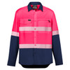 Pink / Navy - Front - ZW470 Mens Hi Vis Outdoor Segmented Tape L/S Shirt - SYZMIK Pink / Navy - Front - ZW470 Mens Hi Vis Outdoor Segmented Tape L/S Shirt - SYZMIK