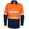 Orange-Navy - 3648 HiVis 2 Tone Segment Taped Coolight Shirt - DNC Workwear