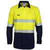 Yellow-Navy - 3648 HiVis 2 Tone Segment Taped Coolight Shirt - DNC Workwear