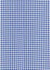 A blue and white gingham patterned fabric, featuring a checkered design suitable for a button-up shirt.