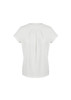 A short sleeve top in a light neutral colour with a pleated design at the front. It features a logo.
