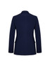 A navy women's longline jacket featuring a tailored back design and a single vent. The jacket has branding details.
