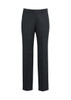 Black slacks with a straight leg design and adjustable waist. Features a branded logo.