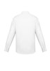A white long sleeve button-up shirt featuring a slim fit design and full-length sleeves. It has a logo on the back.