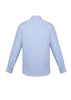 A light blue men's long sleeve shirt with a slim fit, featuring button details and a logo.