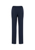 A pair of navy blue women's pants with an elastic waistband, featuring a straight leg design and no visible detailing.