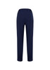 A pair of women's bandless elastic waist pants in navy, featuring a smooth fabric and a back pocket.