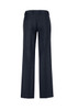 A pair of women's comfort wool stretch adjustable waist pants in dark grey, viewed from the back.