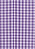A purple and white gingham fabric pattern featuring a checkered design. The image includes a logo.