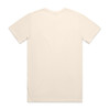 A beige, short-sleeved T-shirt with a plain back. It features a branding logo.