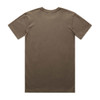 A plain brown organic T-shirt with a simple design and no visible logos, featuring a classic crew neckline.