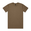 A brown classic t-shirt made from soft fabric, featuring a crew neckline and short sleeves. It has a logo tag.