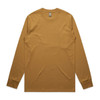 A long-sleeve t-shirt in a warm brown colour, featuring a logo on the neckline.