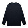 A black long-sleeve T-shirt with a plain back and fitted sleeves, featuring a logo.