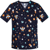 CST148LS Womens Space Party Scrub Top - Biz Care