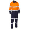 Orange / Navy - Front - BC6066T - Taped Hi Vis Work Coveralls with Waist Zip Opening - Bisley Workwear