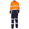 Orange / Navy - Back - BC6066T - Taped Hi Vis Work Coveralls with Waist Zip Opening - Bisley Workwear