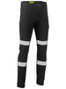 Black - Front - BPC6008T - Taped Stretch Cotton Drill Cargo Pants
