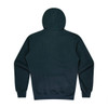 A dark green hoodie featuring a kangaroo pocket and a hood, with a plain back view.