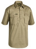 Khaki - Front - BSC1433 - Closed Front Cotton Drill Shirt