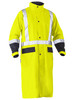 Yellow / Navy - Front - BJ6961T - Taped Hi Vis Long Rain Coat