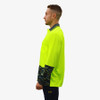 SFWP16 Mens 100% Polyester Cooldry Micromesh Hi Vis Yellow L/S Polo With Sub. Black Camo Panel - Safety First Workwear