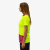 SFWP15L Ladies 100% Polyester Cooldry Micromesh Hi Vis Yellow S/S Polo With Sub. Pink Camo Panel - Safety First Workwear