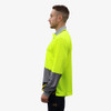 SFWP21 Mens 100% Polyester Cooldry Micromesh Hi Vis Yellow L/S Polo With Sub. Diamond Plate Metal and Tape Look Panel - Safety First Workwear