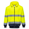 Yellow / Navy - Front - B317 - Hi-Vis Contrast Zipped Hoodie