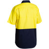 Yellow / Navy - Back - BS1895 - 2 Tone Cool Lightweight Drill Shirt - Short Sleeve - Bisley Workwear