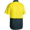 Yellow / Bottle - Back - BS1895 - 2 Tone Cool Lightweight Drill Shirt - Short Sleeve - Bisley Workwear