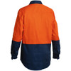 Orange / Navy - Back - BSC6267 - 2 Tone Closed Front Hi Vis Drill Shirt - Long Sleeve - Bisley Workwear