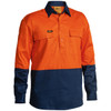 Orange / Navy - Front - BSC6267 - 2 Tone Closed Front Hi Vis Drill Shirt - Long Sleeve - Bisley Workwear