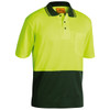 Yellow / Bottle - Front - BK1234 - Hi Vis Polo Shirt - 2 Tone Short Sleeve - Bisley Workwear
