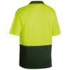 Yellow / Bottle - Back - BK1234 - Hi Vis Polo Shirt - 2 Tone Short Sleeve - Bisley Workwear