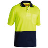 Yellow / Navy - Front - BK1234 - Hi Vis Polo Shirt - 2 Tone Short Sleeve - Bisley Workwear