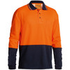 Orange / Navy - Front - BK6234 - Hi Vis Polo Shirt - 2 Tone Long Sleeve - Bisley Workwear