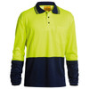 Yellow / Navy - Front - BK6234 - Hi Vis Polo Shirt - 2 Tone Long Sleeve - Bisley Workwear