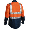 Orange / Navy - Back - BS6267T - 2 Tone Hi Vis Drill Shirt 3M Reflective Tape - Long Sleeve - Bisley Workwear