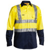 Yellow / Navy - Front - BS6267T - 2 Tone Hi Vis Drill Shirt 3M Reflective Tape - Long Sleeve - Bisley Workwear