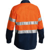 Orange / Navy - Back - BT6456 - 2 Tone Hi Vis Shirt 3M Reflective Tape - Long Sleeve - Bisley Workwear