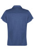 A blue polo shirt with a collar and short sleeves, featuring a simple design and a logo.