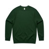 A green sweater featuring long sleeves and a round neckline, with a plain design and a logo tag.