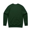 A green jumper with a simple design and raglan sleeves, featuring a logo on the back.
