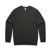 A black jumper with long sleeves and a crew neck design. The garment has a logo on the label.