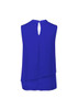 A sleeveless layered blouse in a vibrant blue colour, featuring a keyhole back and a flowing design.