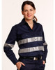 WT08HV - WOMENS COTTON DRILL WORK SHIRT WITH 3M TAPES