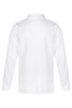 A white long-sleeve polo shirt with a classic collar and a plain back design. It features a logo.